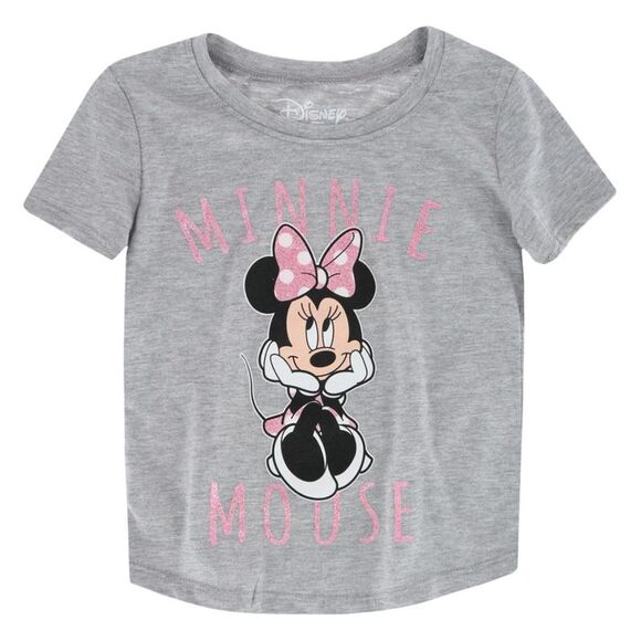 Jerry Leigh Girls Minnie Mouse Glitter Bow Short Sleeve T-Shirt - Picture 1 of 4
